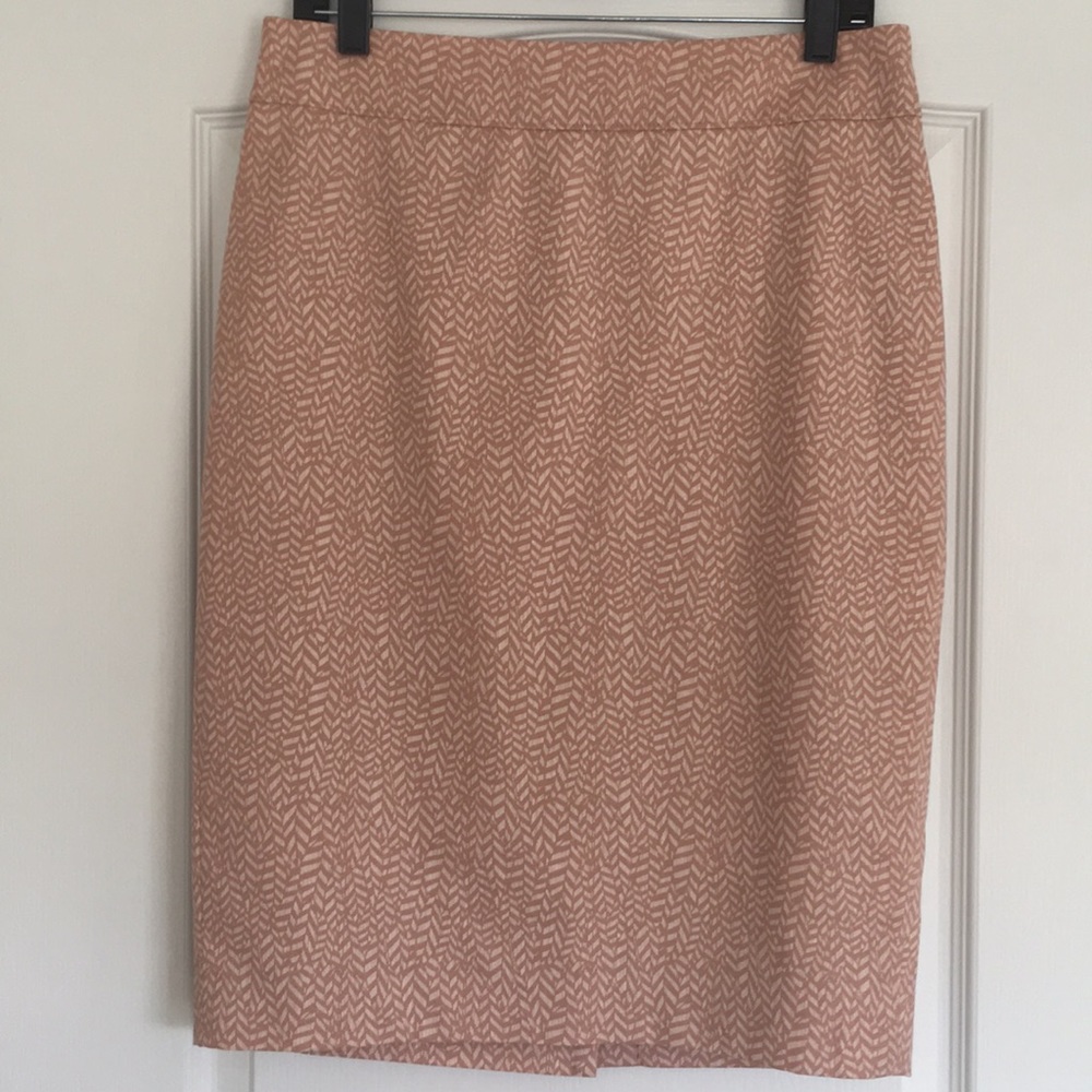 Pink and cream printed pencil skirt